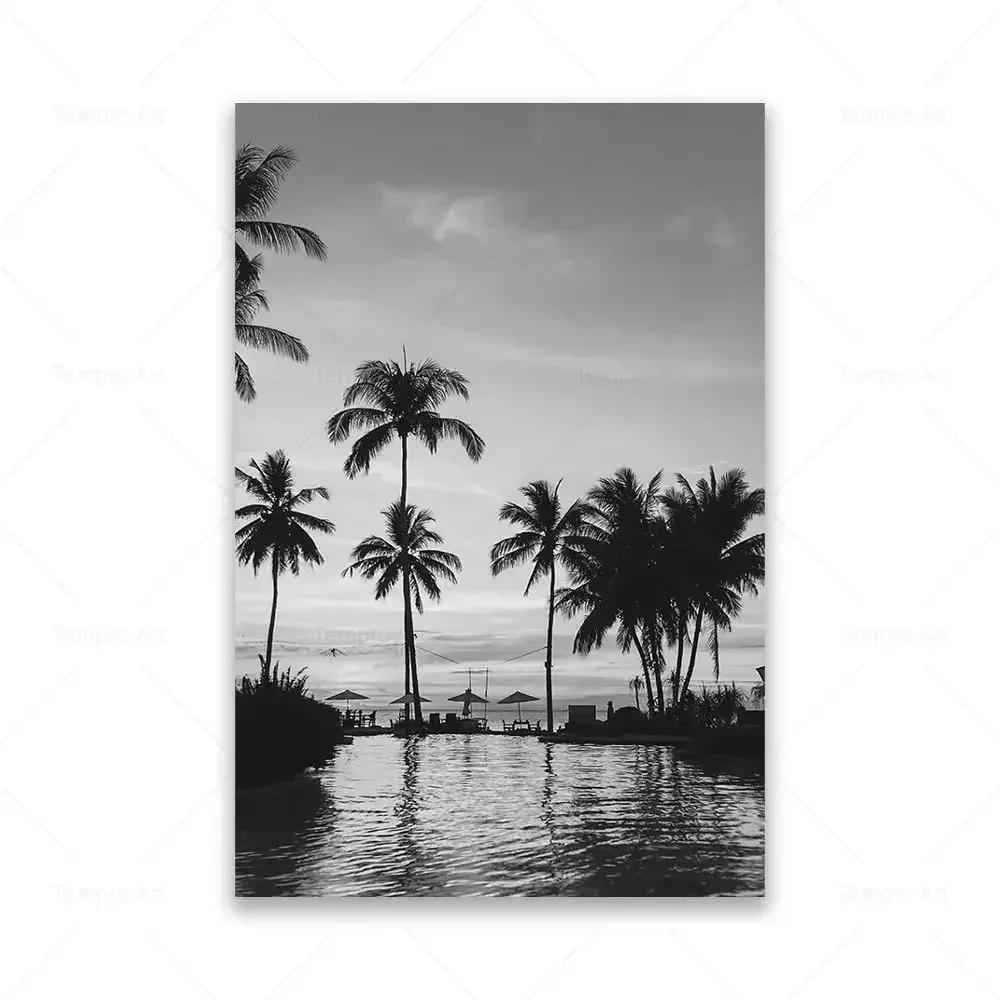 Black White Poster Ocean Sea Wave Nature Landscape Aesthetic Canvas Painting Posters and Prints For Living Room Decoration
