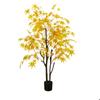 PVC Maple Tree Artificial Tree With Planter 3.9ft/4.9ft/5.9ft Faux Leaves Branches Maple Tree For Fall Party Home Decoration