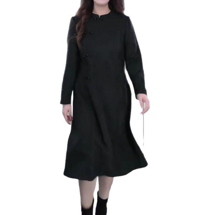 2025 Modern Chinese Style Plus Size Cheongsam with Stand Collar - Elegant, Loose, Slimming, Popular for Moms