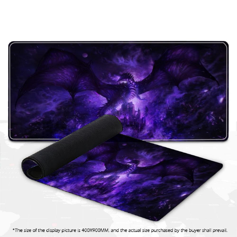 Mystic Galaxy Dragon Art Large Mouse Pad XXL Dark Fantasy Desk Mat Overlocked Non-Slip Rubber Gaming Keyboard Pad Deskpad