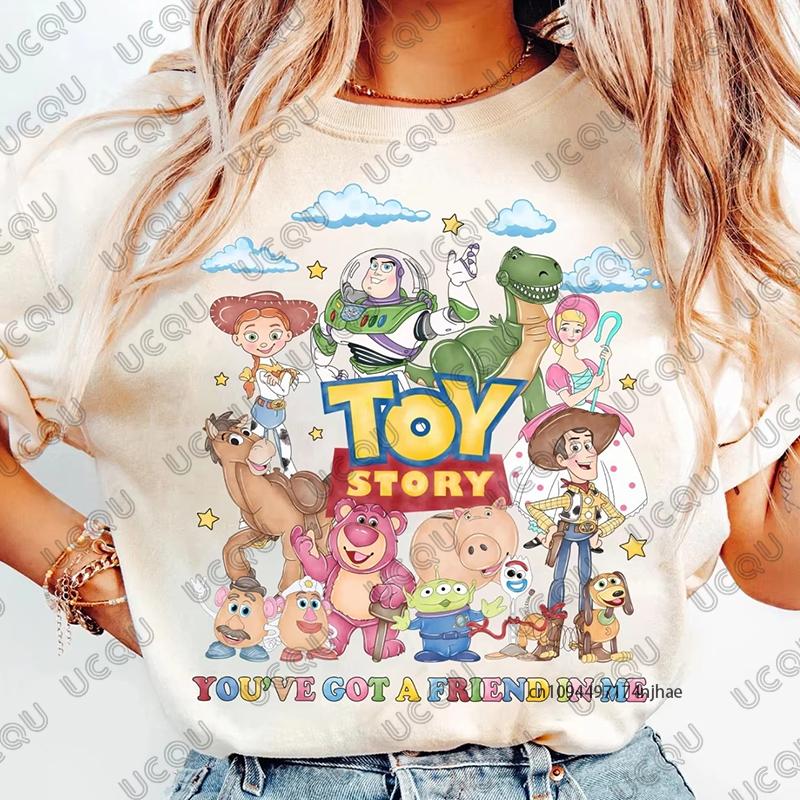 Toy Story You Have a Friend in Me Print Cotton WoUnisex T Shirt Summer Short Sleeve Tees Casual Oversized Unisex Tops