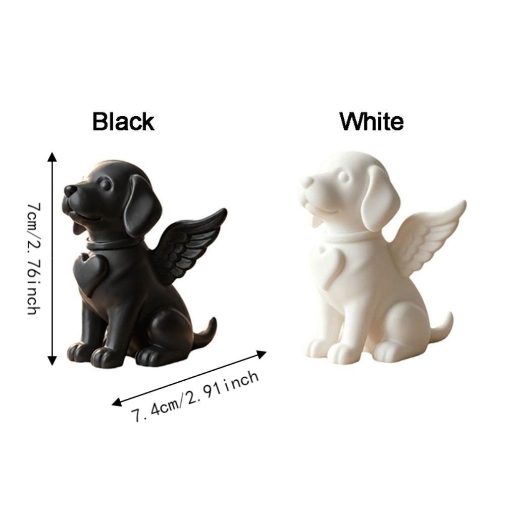 3D Printed Angel Dog Statue Smooth Surface Pet Memorial Statue Home Desktop Decor