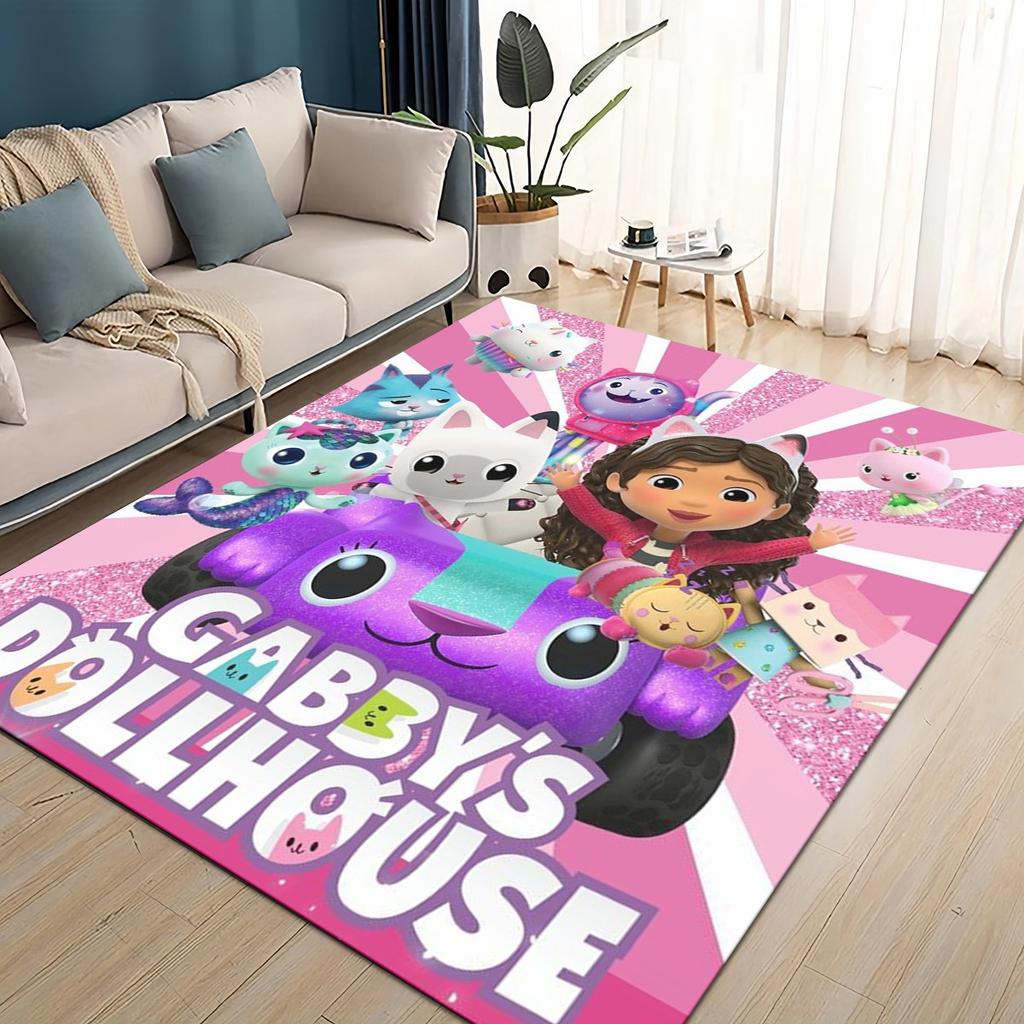Style New Gabbys Dollhouse Cartoon Girl Gift Carpet Rug for Living Room Bedroom Home Sofa Decoration,kids Non Slip Floor Mat