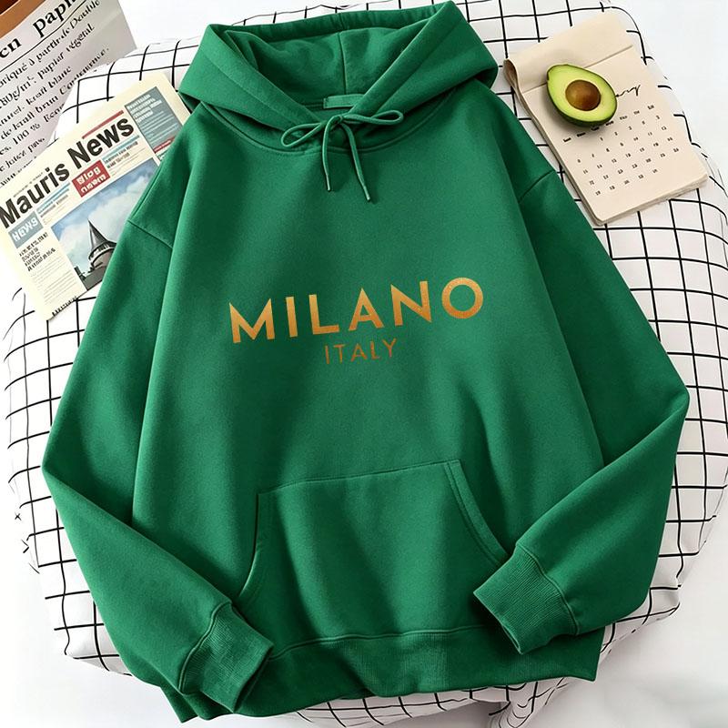 Lässige Trendige Milano Italia Buchstaben Druck Kapuzenpullover Lässige Kapuzenpullover Sweatshirts Herren Damen Oberteile Pullover Kapuzenpullover Sweatshirt
