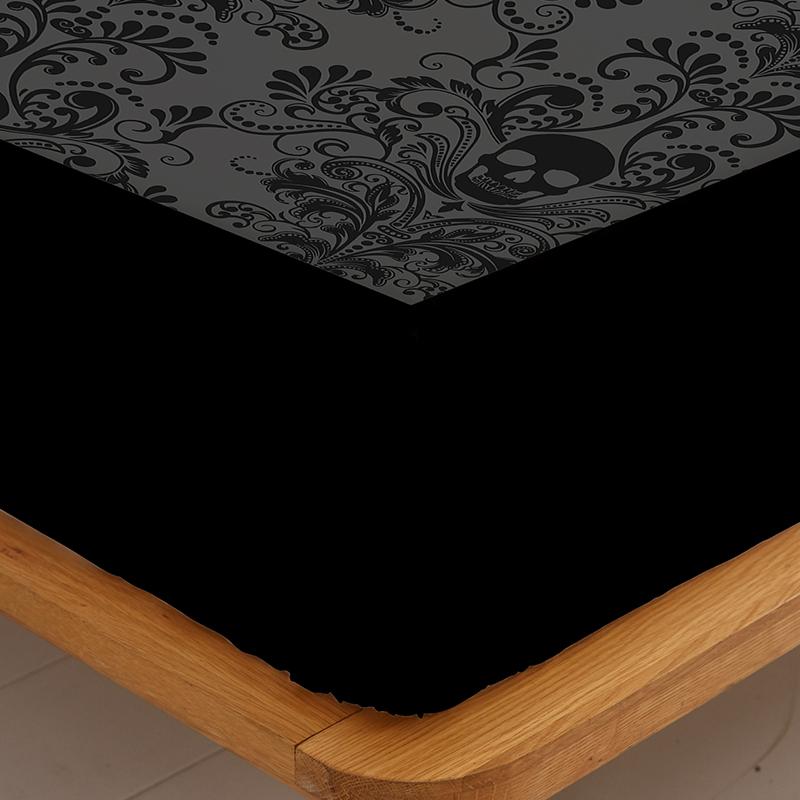 3pcs Skull Flower Bed Sheet Set With Flower Skull Pattern, Includes 1 Fitted Sheet And 2 Pillowcases, Suitable For All Seasons