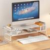 Double-Deck Computer Monitor Riser Holder Pc Screen Stand Bracket Desktop Laptop Keyboard Mouse Storage Organizer Pen Container