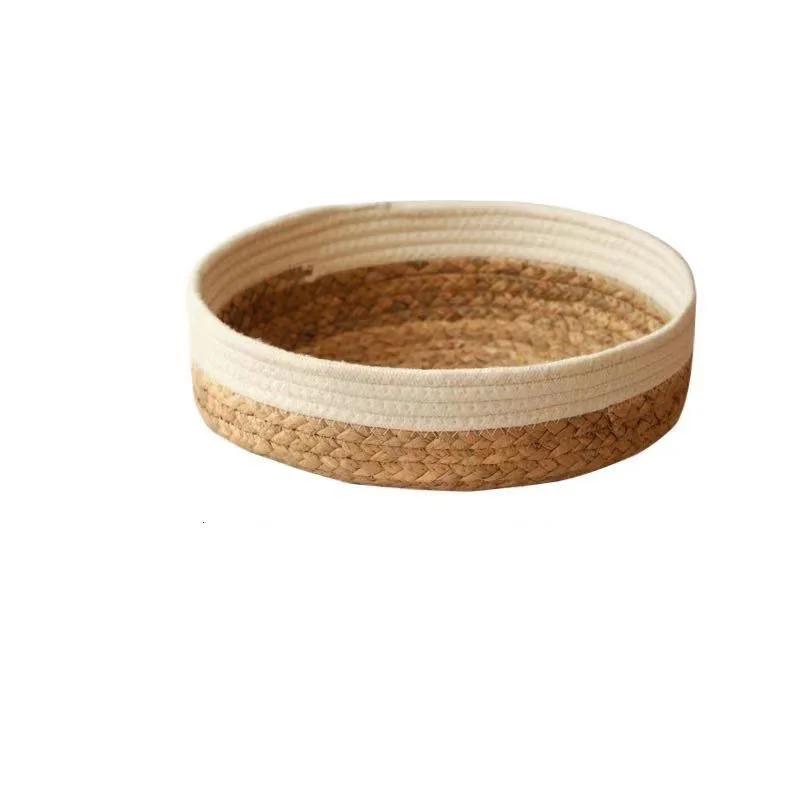 Storage Basket Straw Woven Fruit Storage Basket Home Bathroom Tabletop Miscellaneous Item Snacks Toy Storage Organization Basket