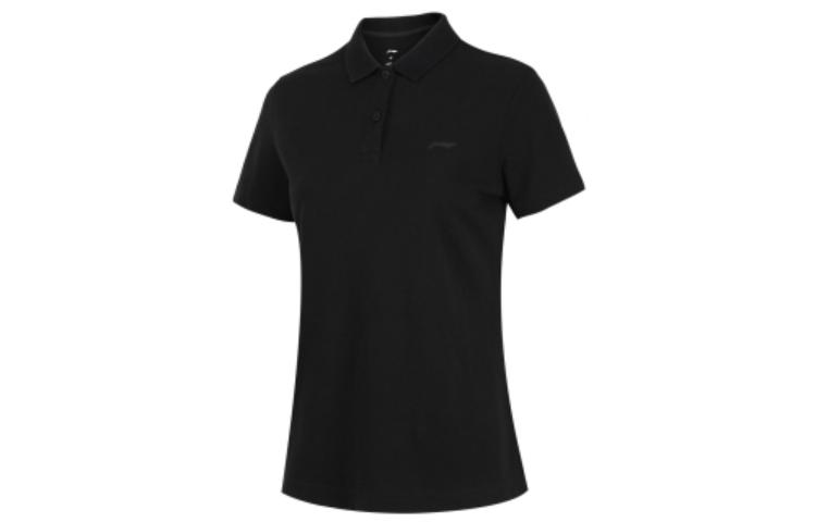 Li Ning Polo Shirts Unisex Black Polo Collar Moderate Straight Fit APLT076-7 S