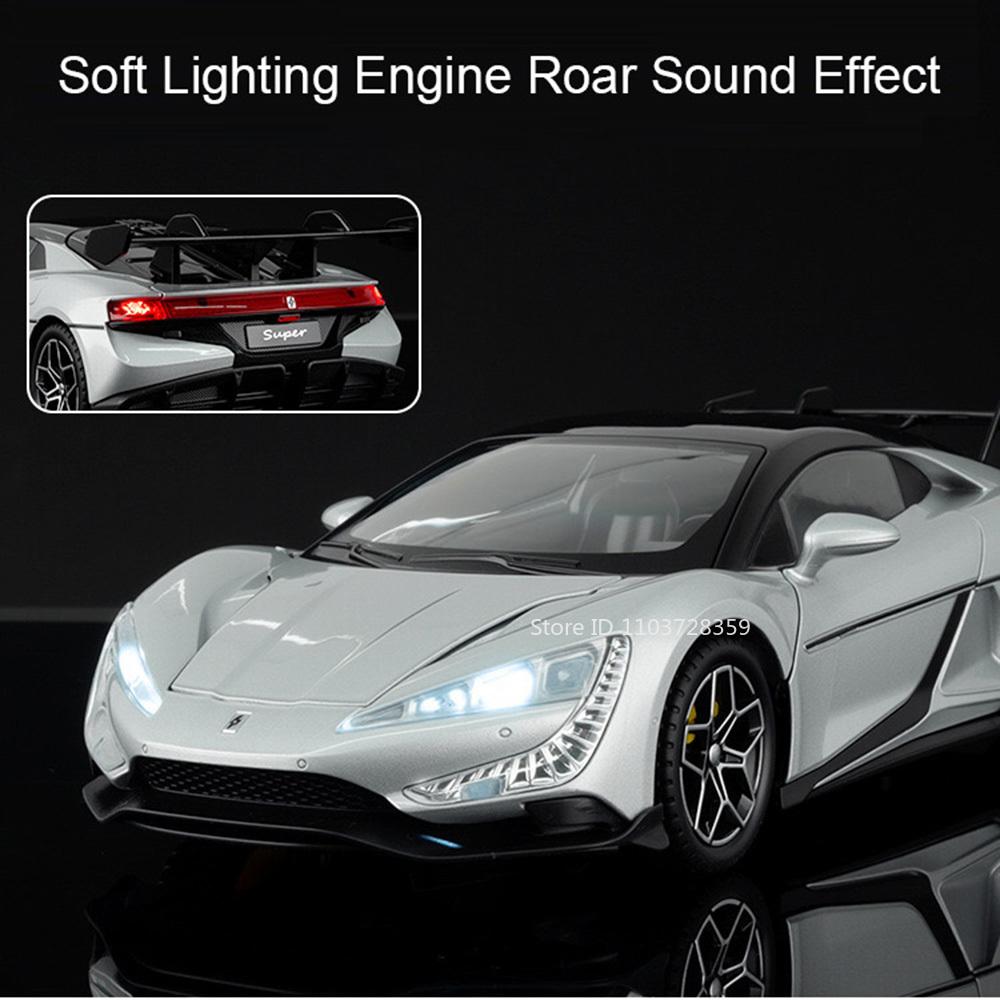 1:24 YANGWANG U9 VALKYRIE Model Toy Supercars Alloy Diecast Sound Light Shock Absorption Doors Opened Ornament for Kids Adults