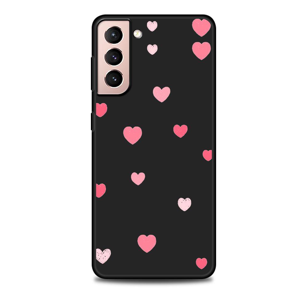 Love Heath Case for Samsung Galaxy S22 Ultra Phone Cover S21 S20 FE S10 5G S9 S8 Plus S10e S7 Edge Black Soft Silicon Cute Shell