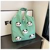 Cartoon Canvas Shopping Bag Panda Doll Office Worker Handbag Plaid Shoulder Bags  Students