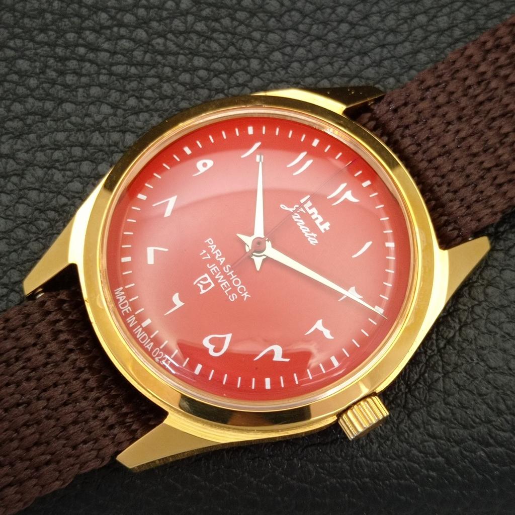 VINTAGE HMT JANATA HAND-WINDING INDIAN MENS RED COLOR DIAL WATCH A702083-5 R208-a702083