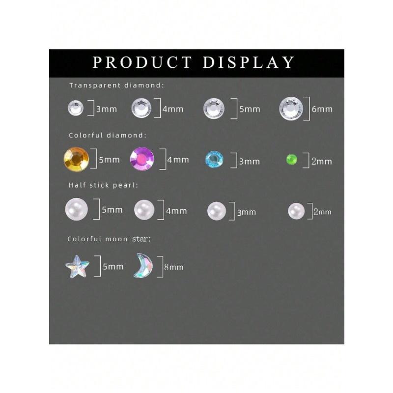 Autoadeziv Total Patru Foi de Pietre Prețioase și Perle Faux, Bijuterii de Festival, Pietre Prețioase pentru Păr, Autocolante cu Strasuri Pentru