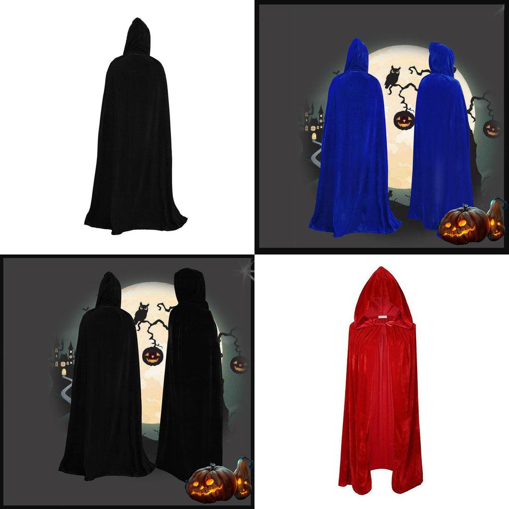 Vibrant Velvet Cloak With Hood In Multiple Colors For Halloween Festivities