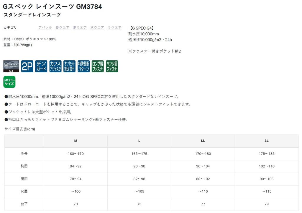 Gamakatsu Rain GM3784 G-SPEC Suit, Black/Gold, LL,