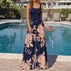 Tuta da Donna Senza Maniche con Stampa Floreale a Gamba Larga Stile Casual da Vacanza Vestito dalla Vestibilità Rilassata per l'Estate