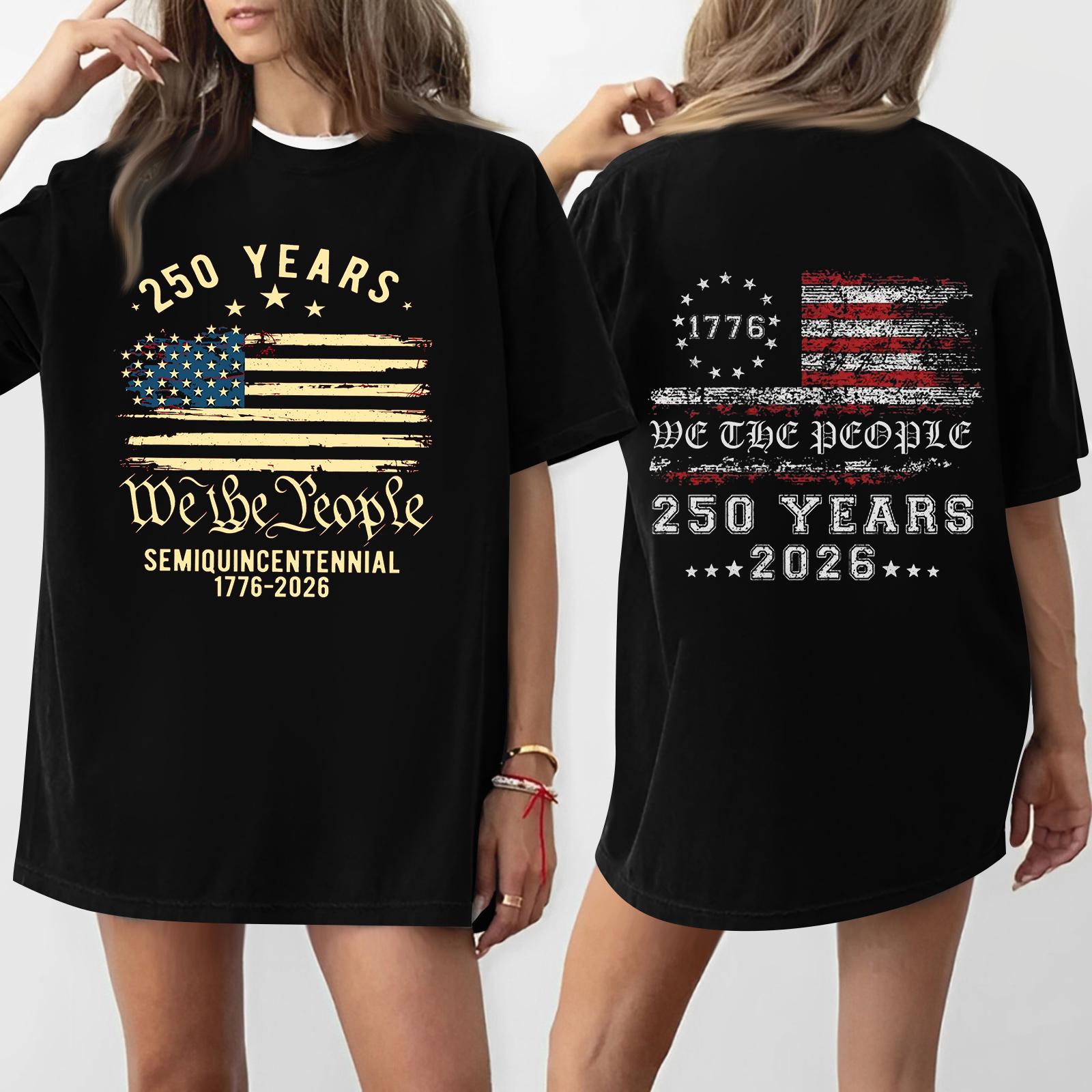 

Women s Casual Independence Day 250 Anniversary Printed T-shirt Round Neck Pullover Short Sleeve Top L чёрный