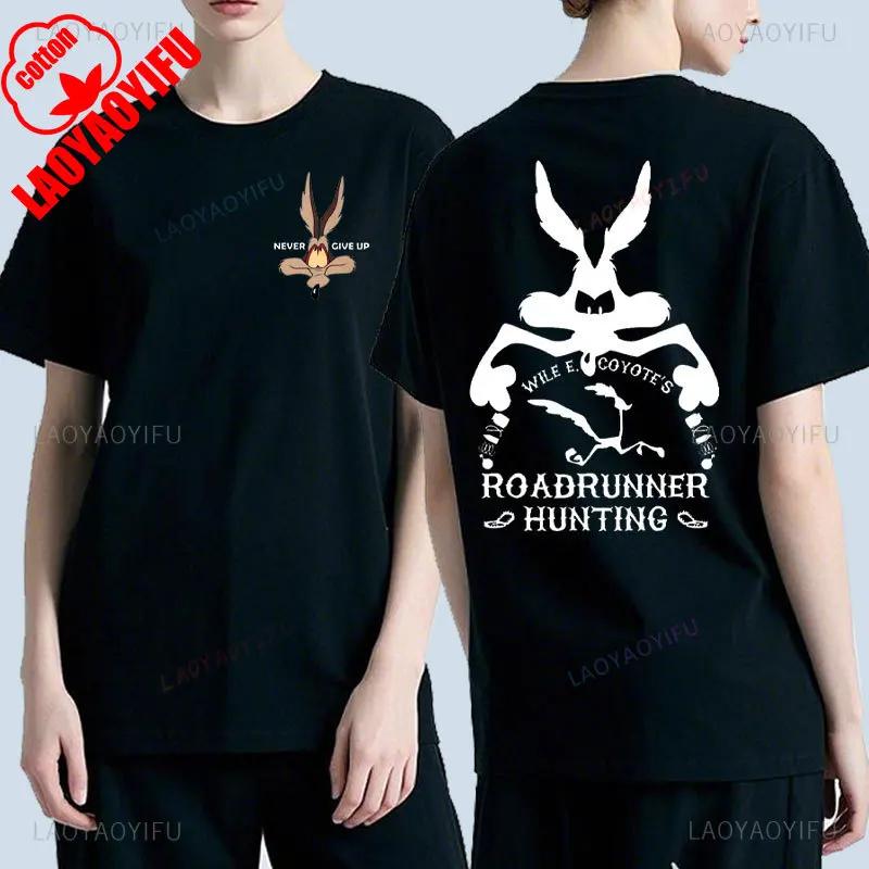 Wile E Coyote Cartoon Zweiseitig Bedrucktes T-Shirt Unisex Mode Y2k T-Shirt Klassisch Manga Grafik Baumwoll-T-Shirts Sommer Camisetas top