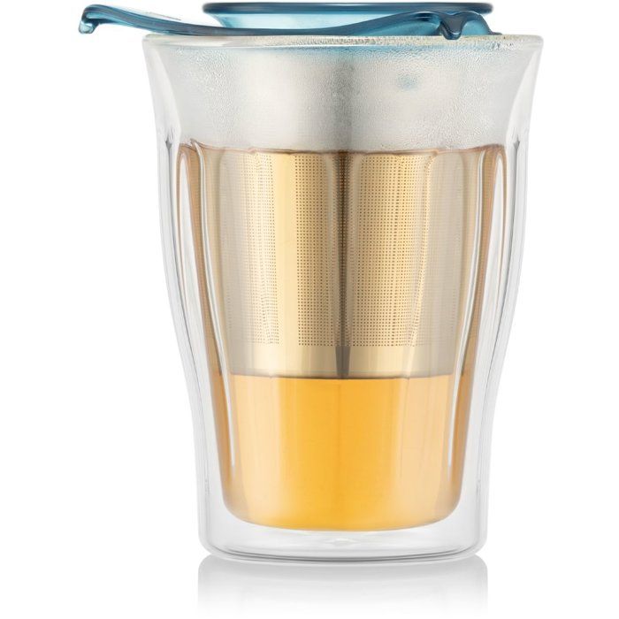 Tasse à thé avec infuseur - BODUM - YO-YO SET - 0,35 L - Double paroi - Verre et inox