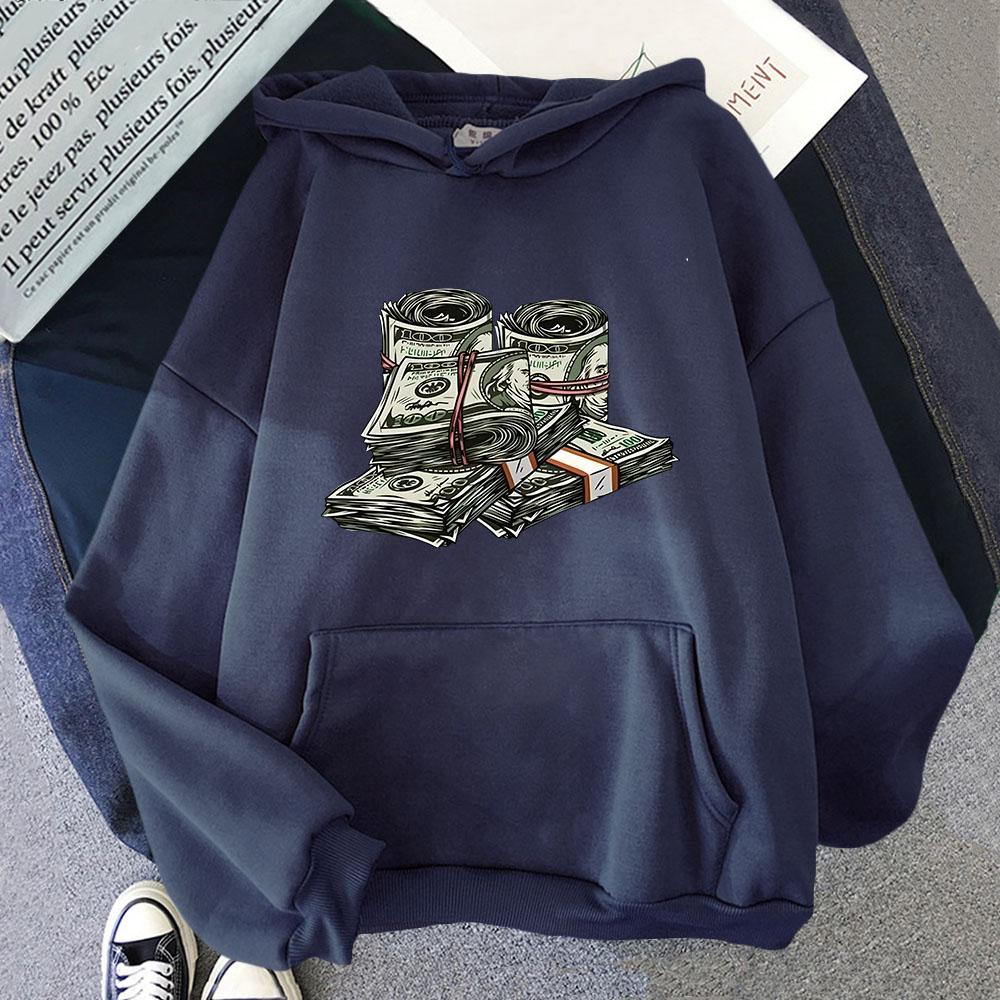 Geldscheinrolle 100 Hundert Dollar Sweatshirts Herren/Damen Hoodie Langarm Pullover O-Ausschnitt Streetwear Weiblich Kpop Kleidung