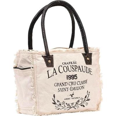 LA COUSPAUDE Sac à main en toile upcyclée et cabas en cuir de vache Sac Radiant en toile upcyclée et cuir de vache pour femme