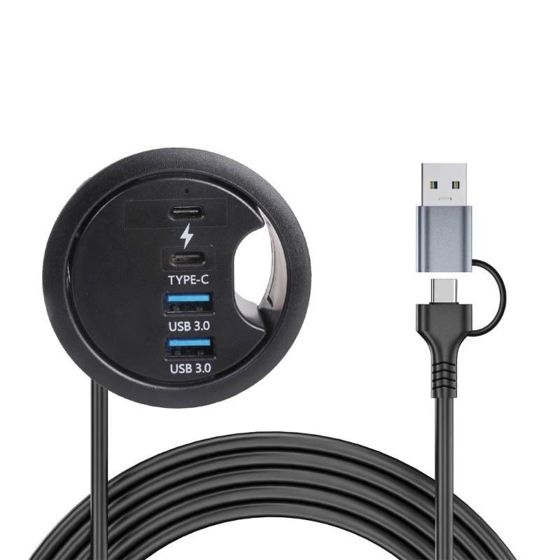 Space Saving USB Desk Grommet Hole USB Mounting Desktop Grommet Hole Desktop Cable Data Transfer Expansion Dock 1