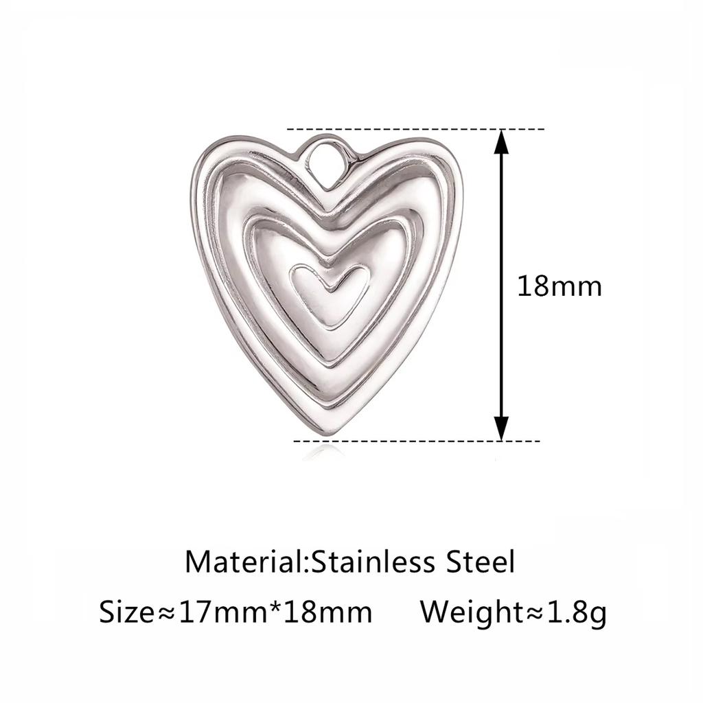 3Pcs Sweet Heart Charms Stainless Steel 3D Lucky Sacred Heart Pendants Handmade Jewelry Making Accessories DIY Necklace Earrings
