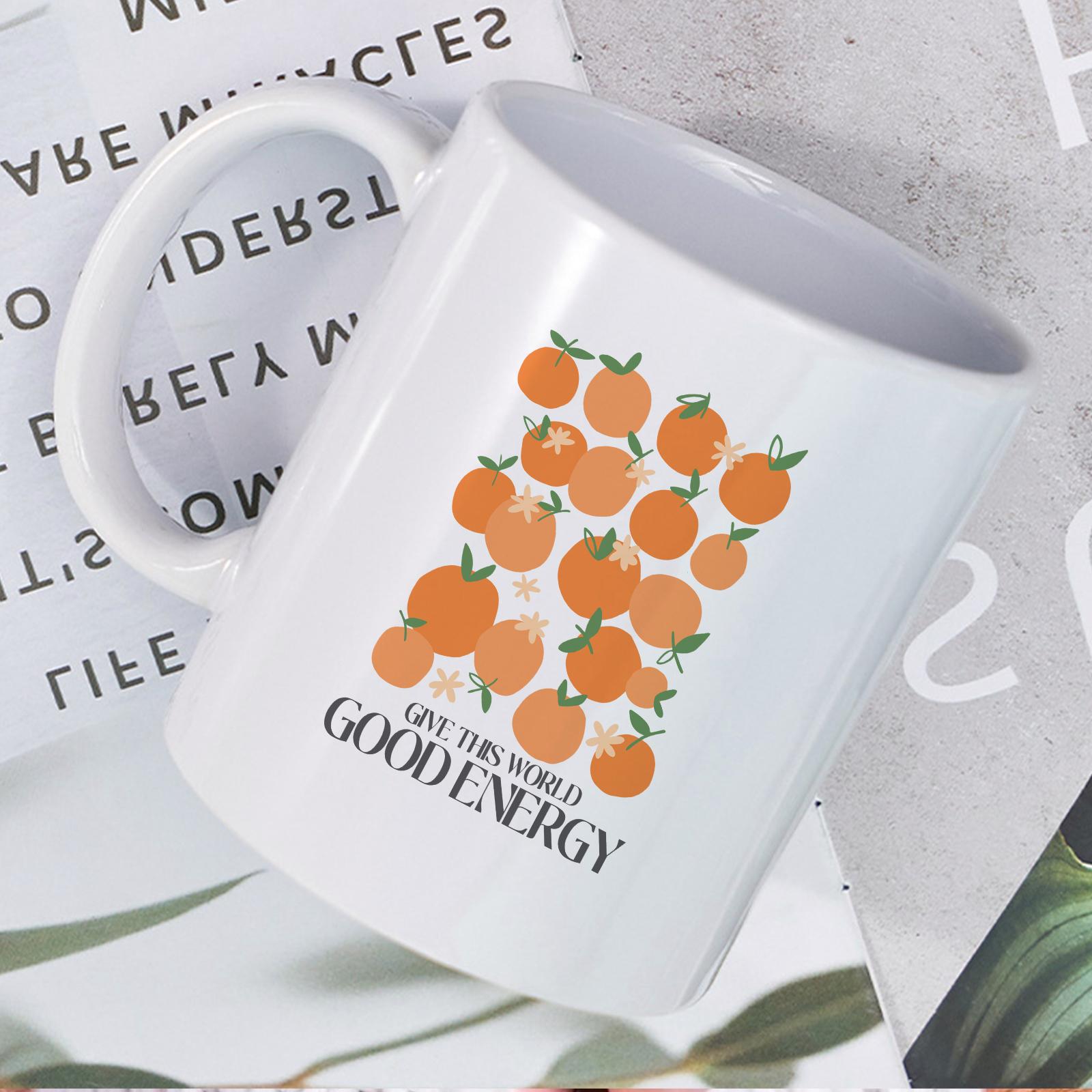 

Керамическая кофейная кружка с ручкой, 11 унций, с наклейкой с узором клубники/апельсинов, кухонная чашка для воды, офисная посуда для напитков, свадебные подарки 11oz