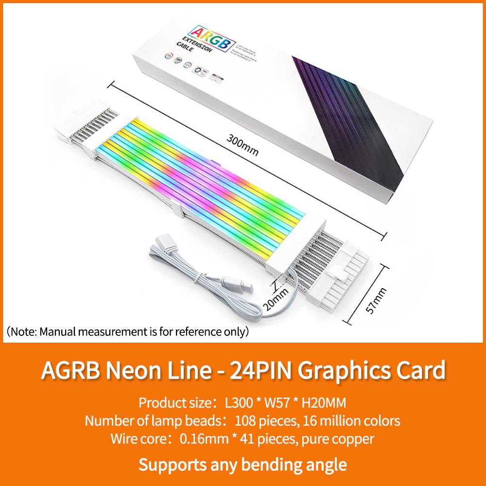 18AWG ARGB Sync PSU Power Supply Extension Cable Kit ATX 24PIN VGA GPU PCI-E 8PIN RGB Computer PC Motherboard Module Cables