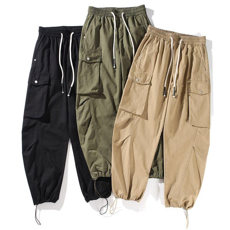 Foreign Trade Japanese-Style Work Pants for Men, Autumn American-Style Multi-Pocket Pure Cotton Jogger Pants, Loose Wide-Leg Casual Long Pants