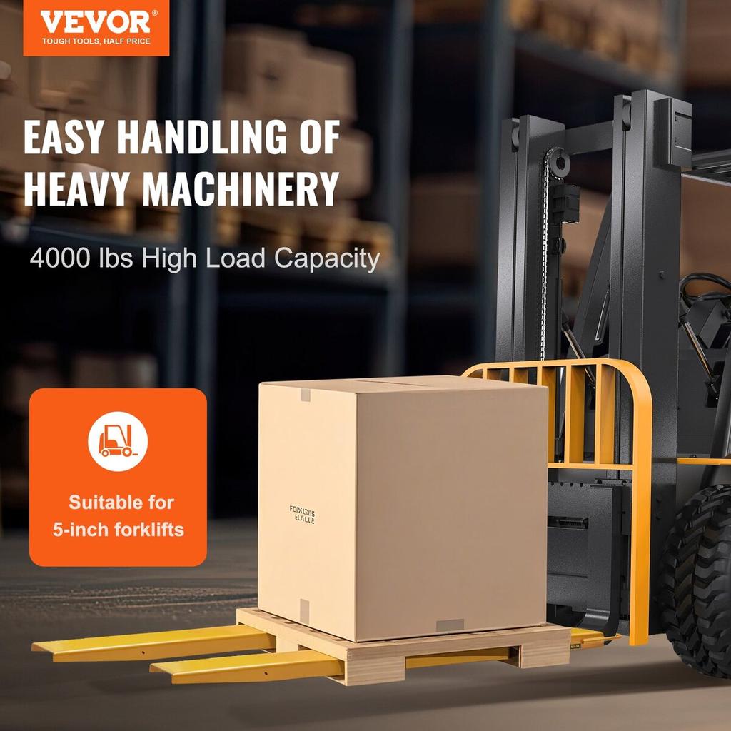 Pallet Fork Extensions, 72" Length 5.5" Width, Heavy Duty Carbon Steel Fork Extensions for Forklifts, 1 Pair Forklift Extensions, Industrial Forklift