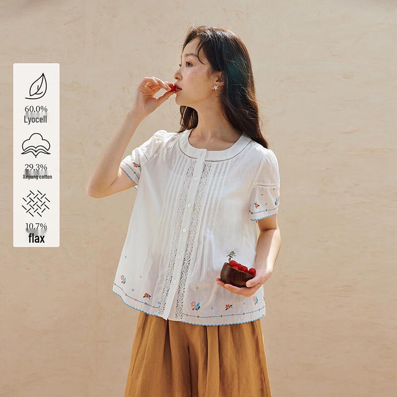 INMAN Сладкая кружевная вышитая короткорукавная рубашка-кукла L