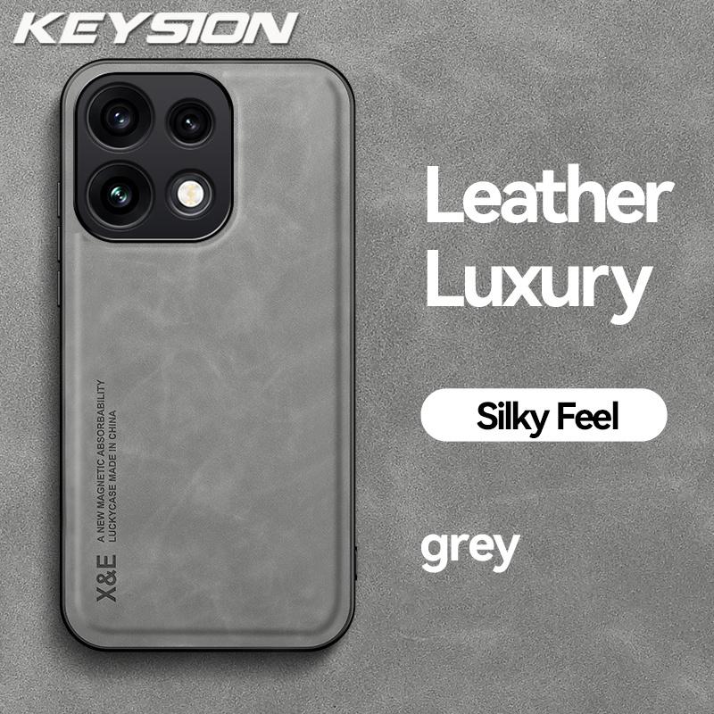 KEYSION Luxury Retro PU Leather Phone Case for OPPO Reno16 Pro 5G Silicone+PC Shockproof Phone Cover for OPPO Reno16 F 16 FS 5G