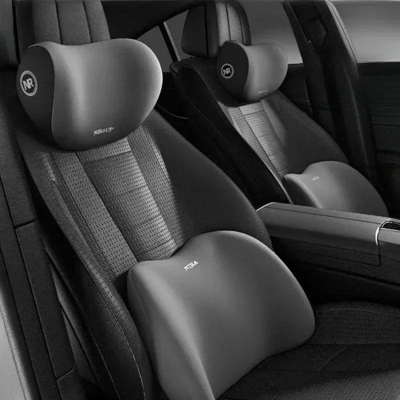 Auto Memory Foam Seat Cushion Set Headrest & Lumbar Pillow Support for Driving Comfort Car Back Neck Cushion Accessories
