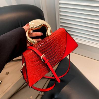2025 European & American Fashion Stone Texture Retro Crossbody Handbag - Women's Trendy Small Square Bag