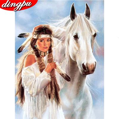 Pittura con Diamanti 5D Completa Rotonda Donna Indiana Diamond Art Ricamo Arrivo Decorazione per la Casa