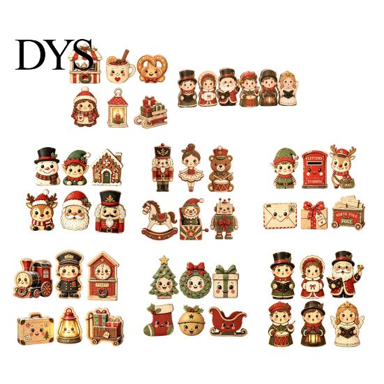 Wooden Tiered Tray Decor 6Pcs Christmas Tabletop Signs, Xmas Sign Decor, Santa Winter Holiday Home Accents Snowman Reindeer Gingerbread House