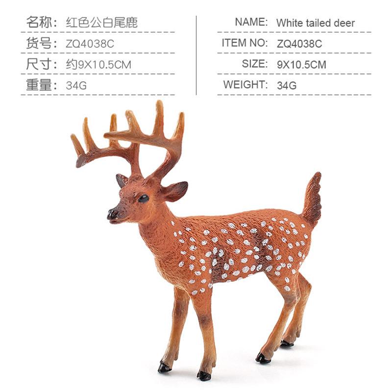 Children'S Science And Education Cognition Simulation Forest Animal Red White-Tailed Deer Elk Sika Deer Model Ornament Toy