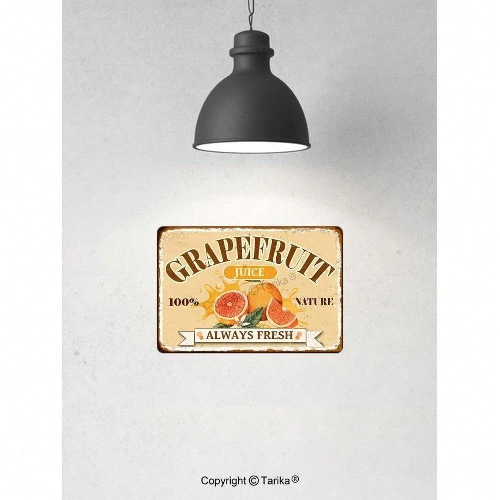 Vintage Metal Tin Sign Kitchen Wall Decor 8x12 Inch Retro Grapefruit Juice Bar Art
