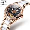 JSDUN 8831 Damenuhr Wasserdichte Automatische Mechanische Uhr Für Damen Keramik Stahlarmband Uhren Synthetisches Saphirglas