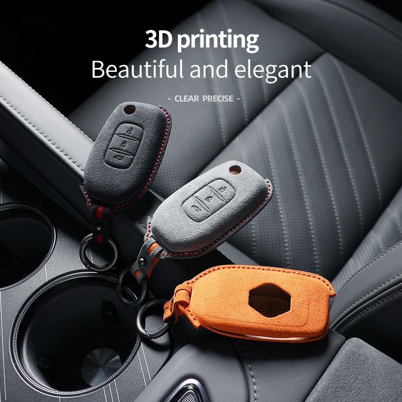 Car Key Case Cover Shell For Renault Megane 3 Dacia Duster Kadjar Captur Symbol 3 Buttons Koleos Alcantara Car Remote Protector