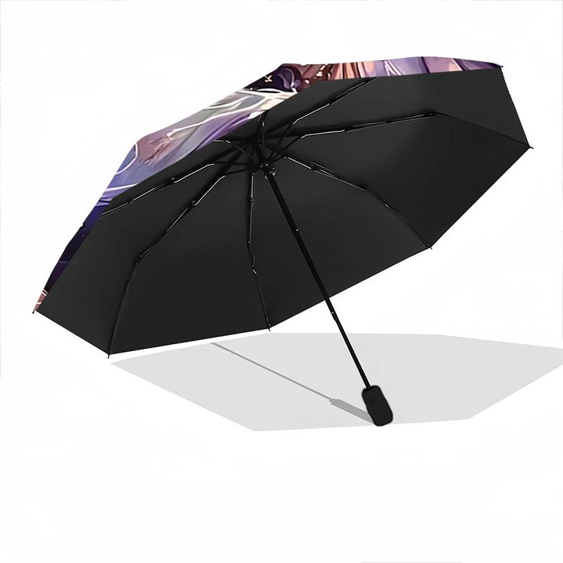1pc Starry Night Mermaid Automatic Opening Folding Umbrella with Constellation Print, 8 Bone Iron Frame, Outdoor for Fans, Travelers, Daily Use,