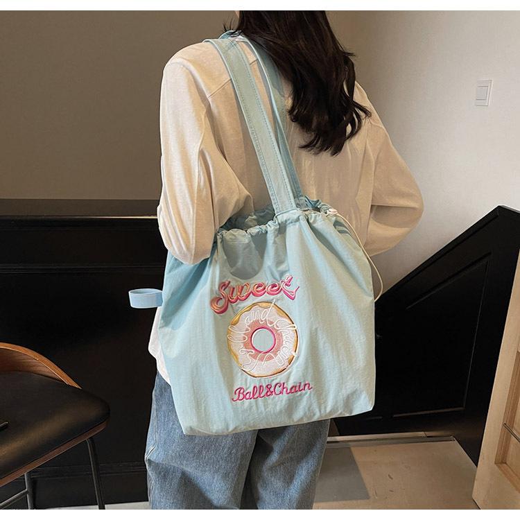 Embroidery Donut Nylon Bag Women's New Fashion Cartoon Commuter Bag Shoulder Handbag