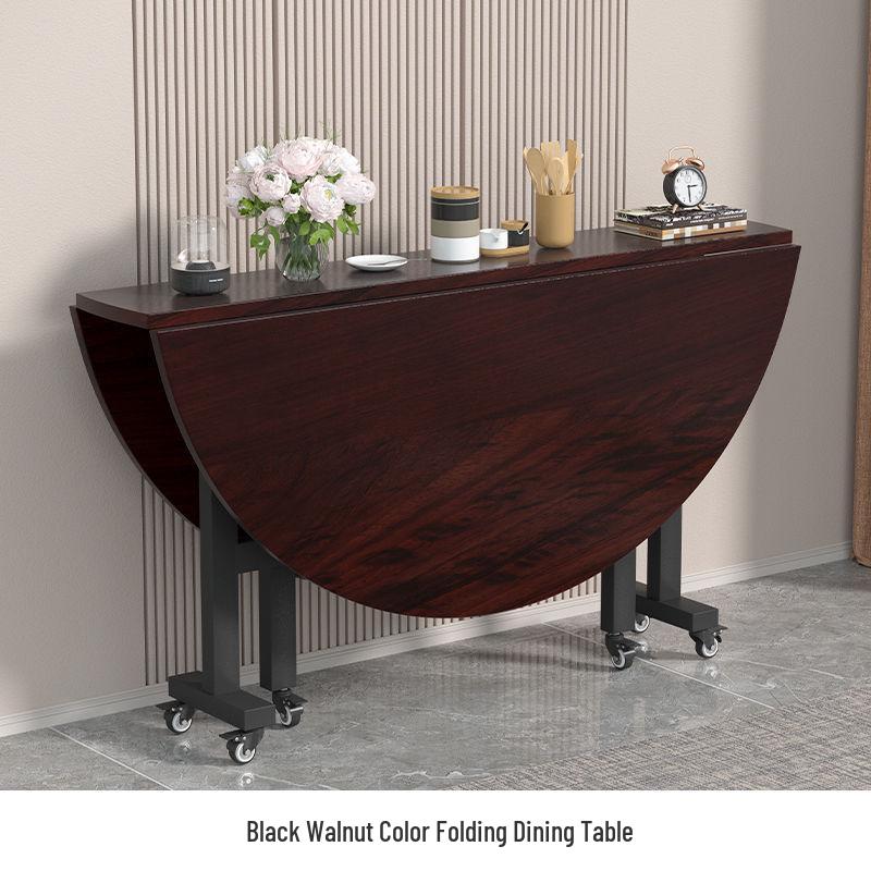 Round Folding Dining Table for Small Apartments: Multifunctional, Extra Thick, Movable, Ideal for Living Room.