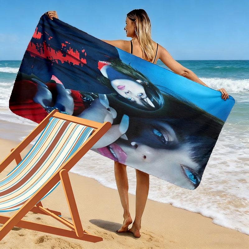 Asciugamano da Spiaggia con Stampa Billie Eilish, Asciugamano Grande Morbido ad Asciugatura Rapida per Spiaggia Campeggio Nuoto