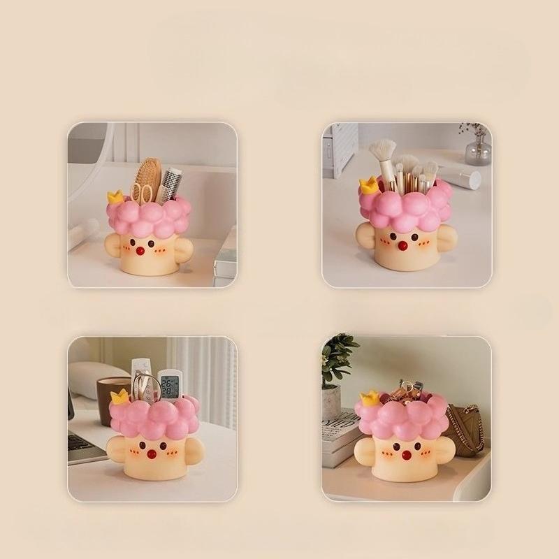 1/2 Stück Niedliches Make-up-Pinsel-Aufbewahrungsregal Kawaii Schreibtisch-Organizer Stifthalter Cartoon-Verzierungen Kosmetik Lippenstift Schreibtisch-Aufbewahrung Dekoration