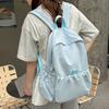 Schoolbag Japanese Solid Color Pleated Nylon Backpack Women's Large Capacity Lightweight Leisure Travel Backpack Women's College Student Computer Bag