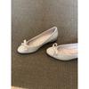 French bow shallow mouth inner heightening single shoes round head gentle evening wind ballet shoes