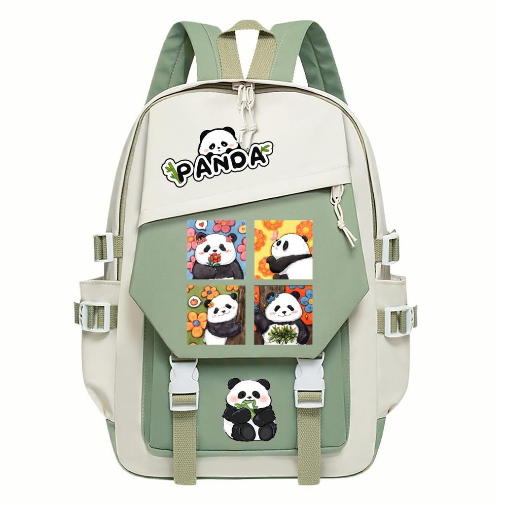 Panda Huahua Cartoon Printed Student Campus Backpack Casual Large Capacity School Bag