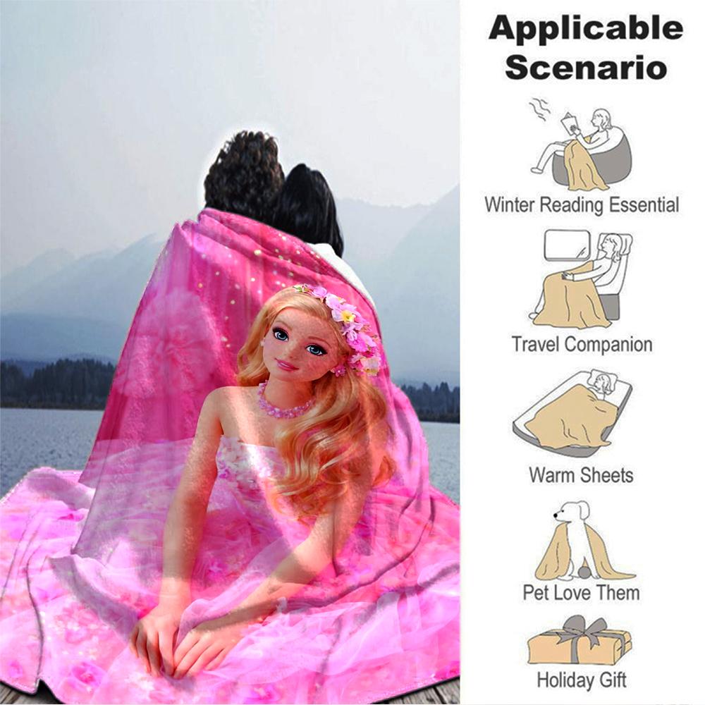 1Pc Pink Princess Fantasy Blanket Soft Throw Blanket For Home Bedroom Bed Sofa Travel Office Solid Christmas Blanket